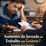 Trabalhador preocupado com aumento da jornada de trabalho em Goiânia sendo orientado por advogado trabalhista