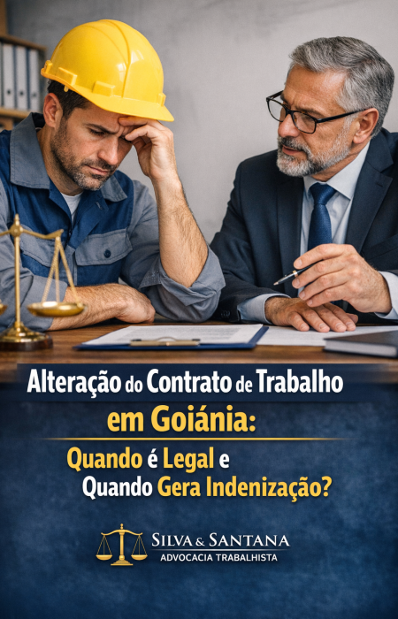 Trabalhador preocupado com alteração contratual sendo orientado por advogado trabalhista em Goiânia